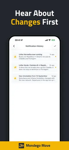 Notification history with service alerts