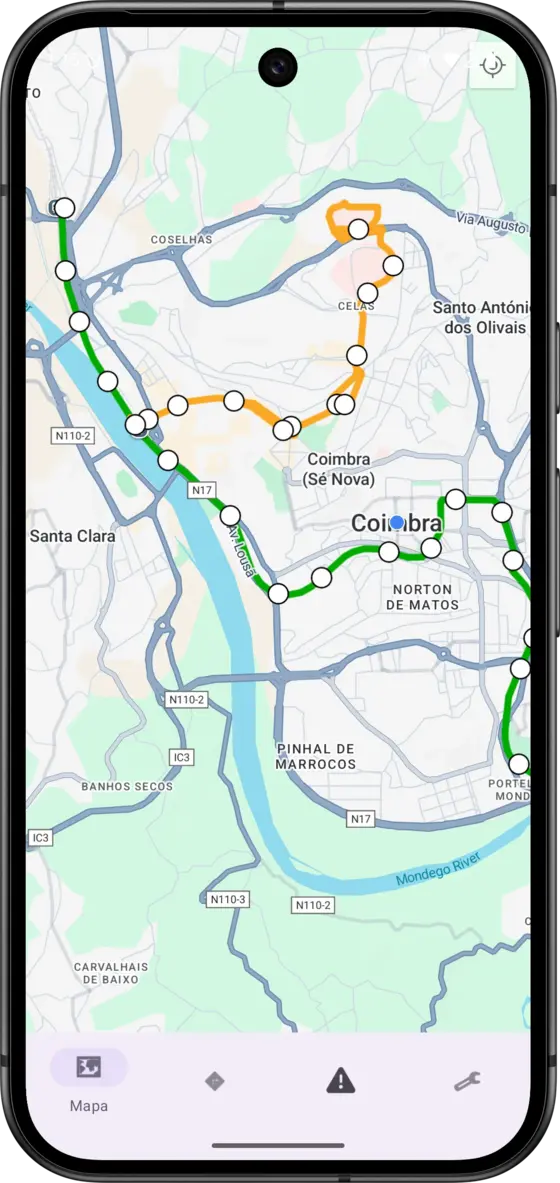 Mondego Move trip planner with origin and destination selection