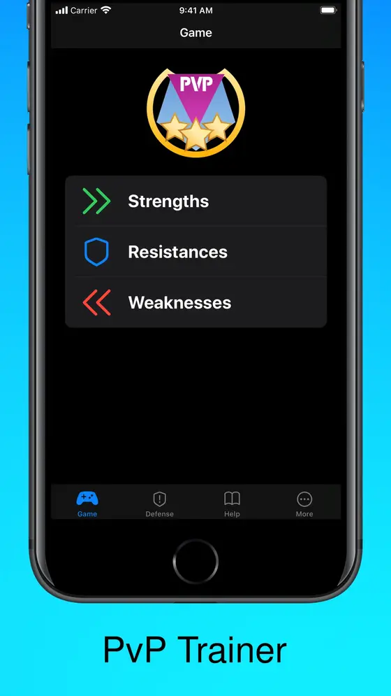 PvP Trainer quiz game main screen